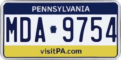 PA license plate MDA9754