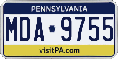 PA license plate MDA9755