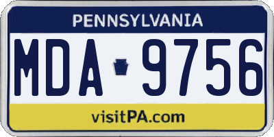 PA license plate MDA9756