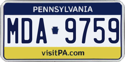 PA license plate MDA9759