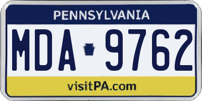 PA license plate MDA9762