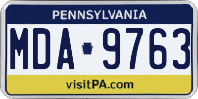 PA license plate MDA9763