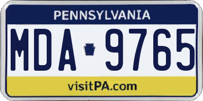 PA license plate MDA9765