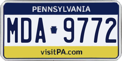 PA license plate MDA9772