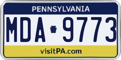 PA license plate MDA9773