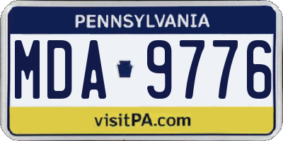 PA license plate MDA9776