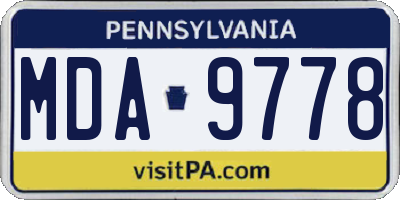 PA license plate MDA9778