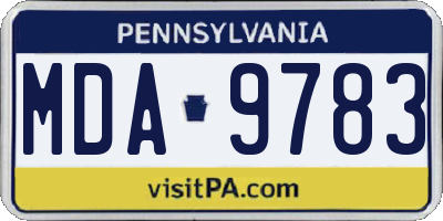 PA license plate MDA9783