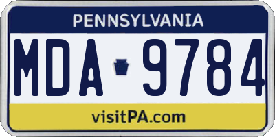 PA license plate MDA9784