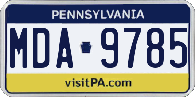 PA license plate MDA9785