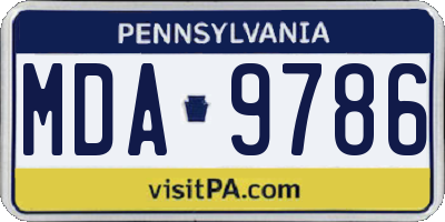 PA license plate MDA9786