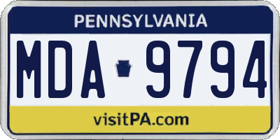 PA license plate MDA9794
