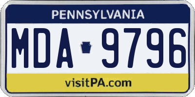 PA license plate MDA9796
