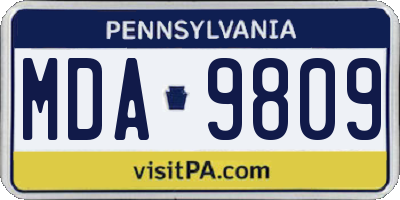 PA license plate MDA9809