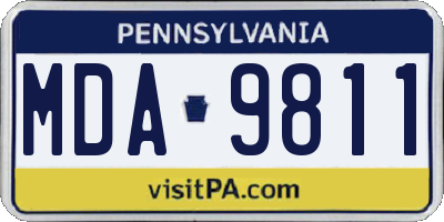PA license plate MDA9811