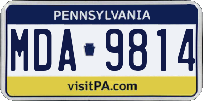 PA license plate MDA9814