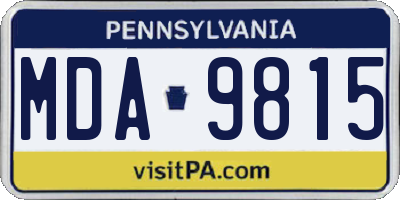 PA license plate MDA9815