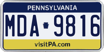 PA license plate MDA9816