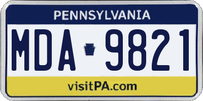 PA license plate MDA9821