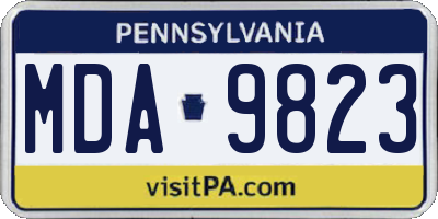 PA license plate MDA9823