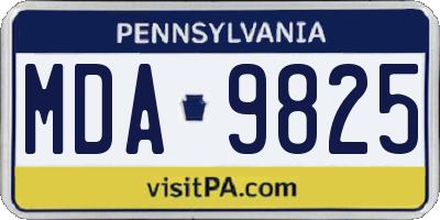 PA license plate MDA9825