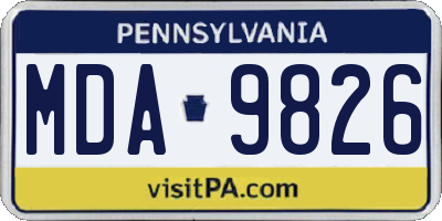 PA license plate MDA9826