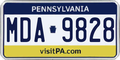 PA license plate MDA9828