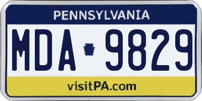 PA license plate MDA9829