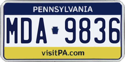 PA license plate MDA9836