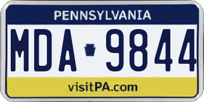 PA license plate MDA9844