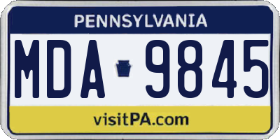 PA license plate MDA9845