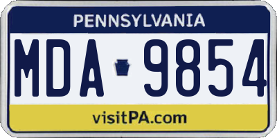 PA license plate MDA9854