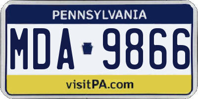 PA license plate MDA9866
