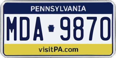 PA license plate MDA9870