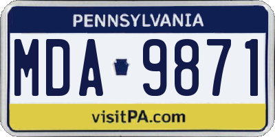 PA license plate MDA9871