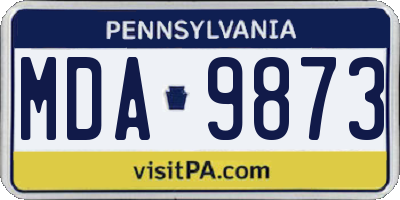 PA license plate MDA9873