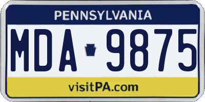 PA license plate MDA9875
