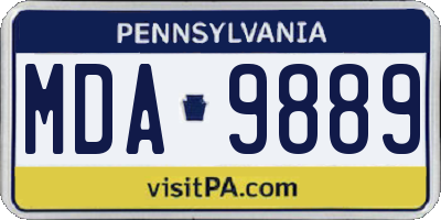 PA license plate MDA9889