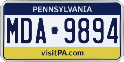 PA license plate MDA9894