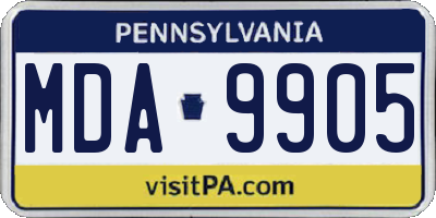 PA license plate MDA9905