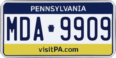 PA license plate MDA9909