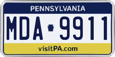 PA license plate MDA9911