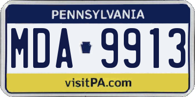 PA license plate MDA9913