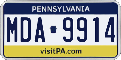 PA license plate MDA9914