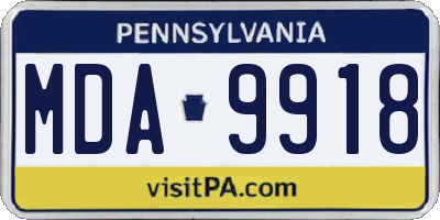 PA license plate MDA9918
