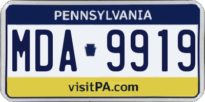 PA license plate MDA9919
