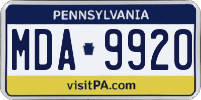 PA license plate MDA9920