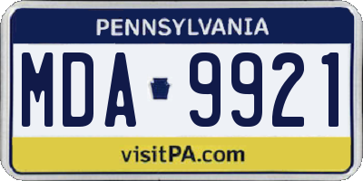 PA license plate MDA9921