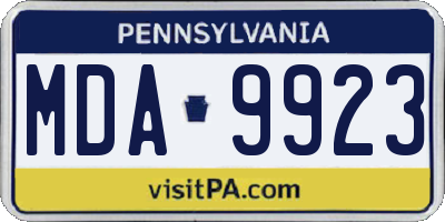 PA license plate MDA9923