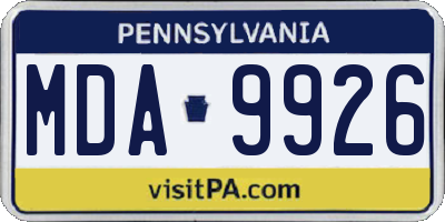 PA license plate MDA9926